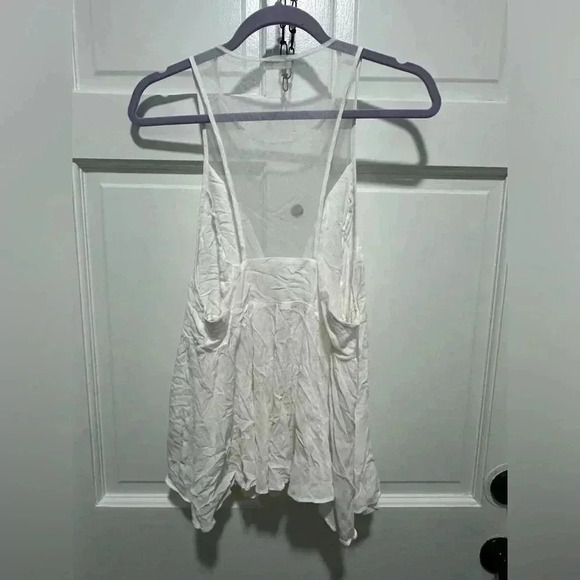 FREE PEOPLE white mesh trapeze blouse size small NWOT - Picture 4 of 4